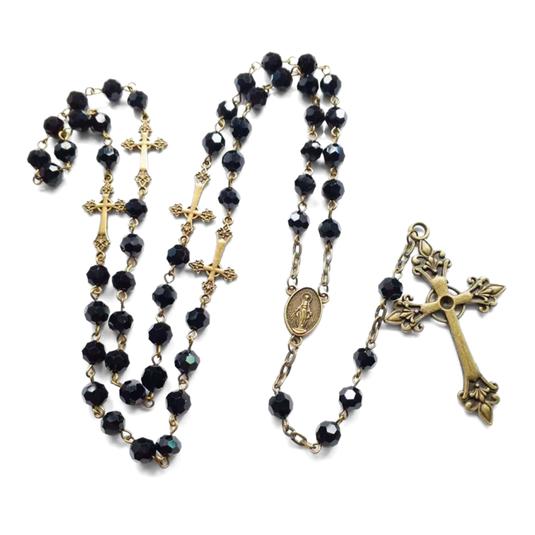 Black and Antique Gold Rosary