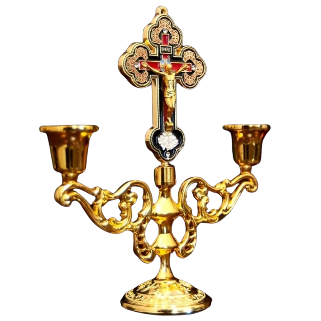 Orthodox Altar Cross, Crucifix Candelabra