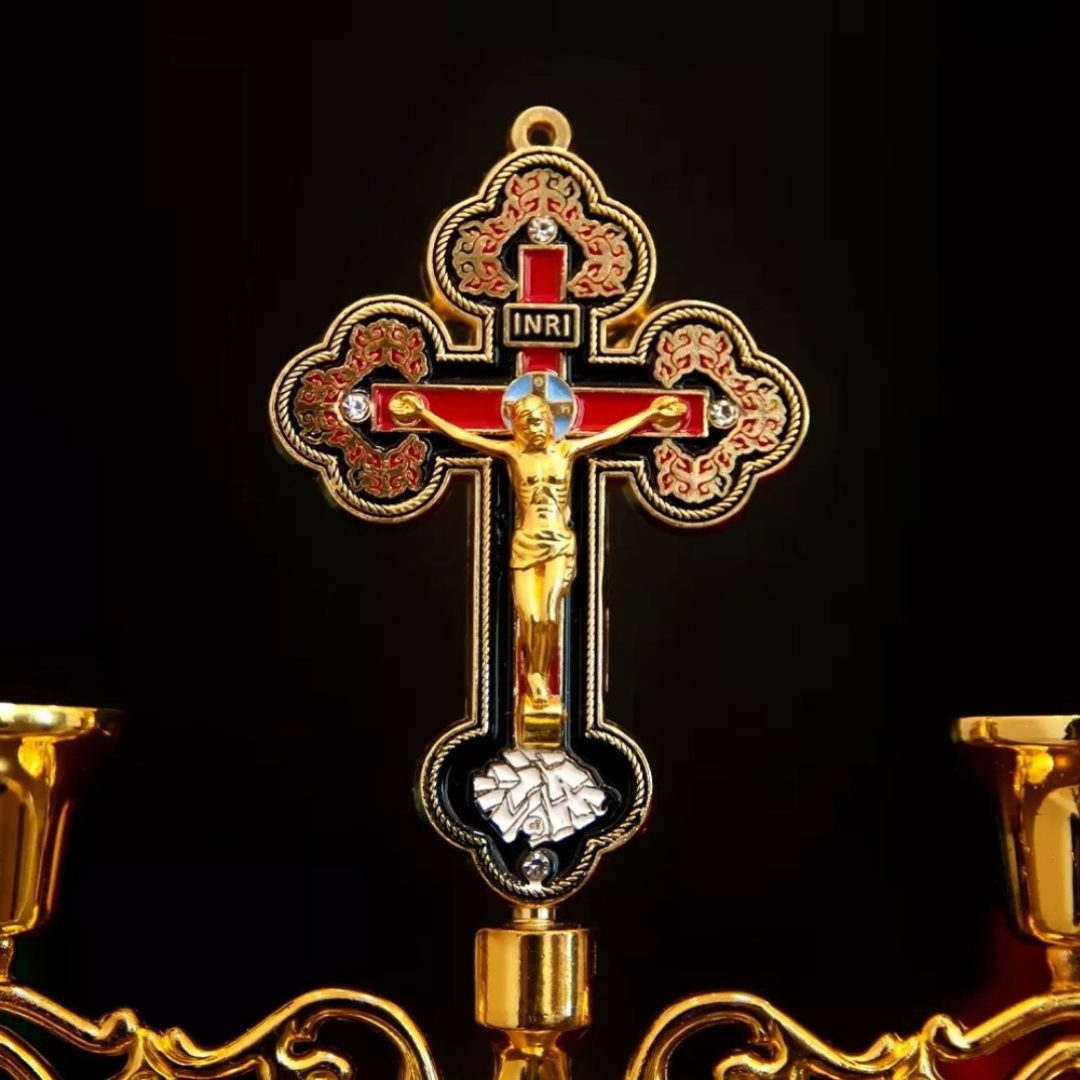 Orthodox Altar Cross, Crucifix Candelabra