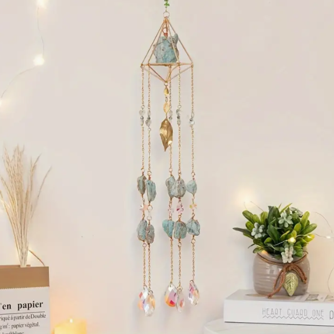 Golden Lotus Crystal Suncatcher Windchime