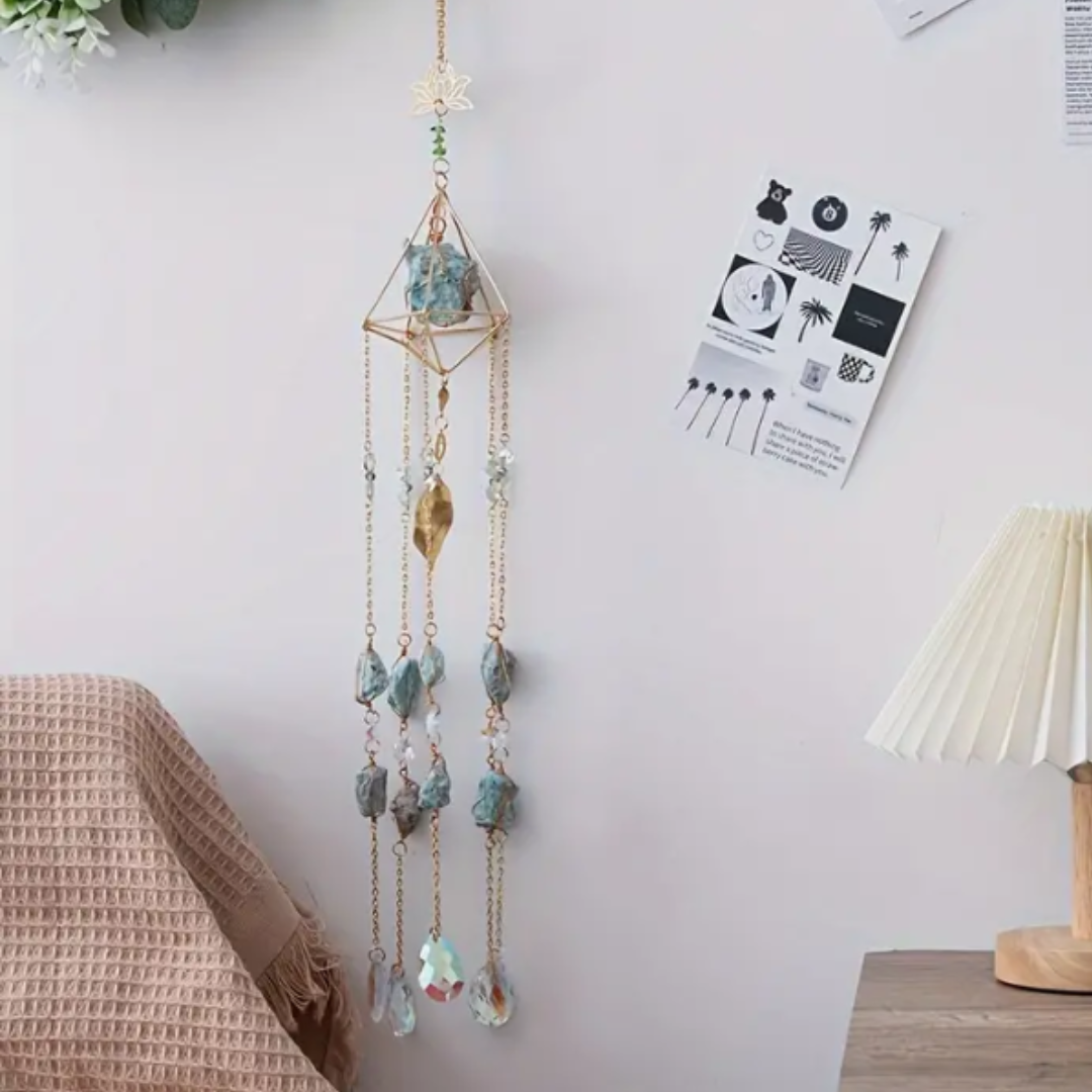 Golden Lotus Crystal Suncatcher Windchime