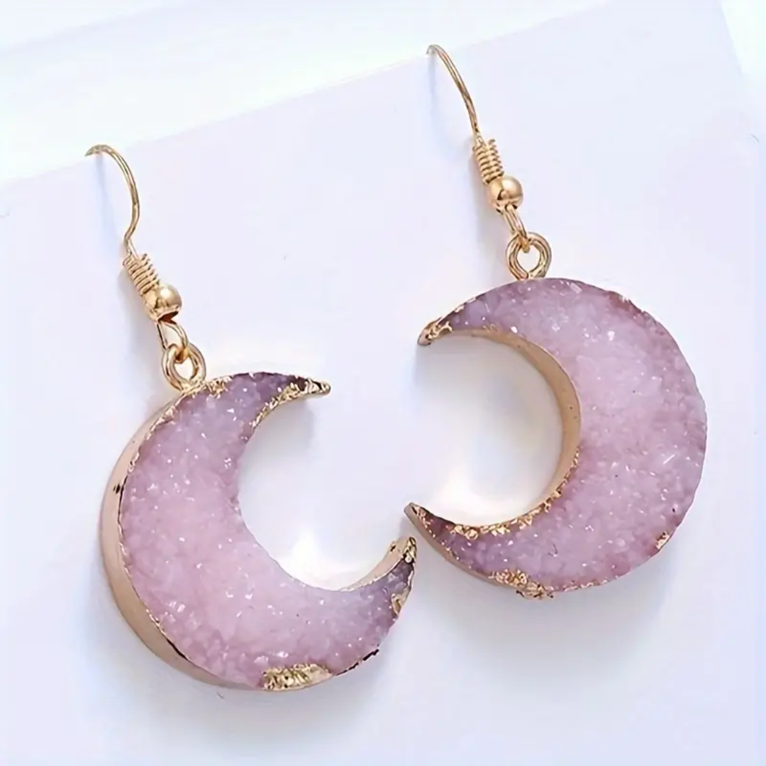 Pink Crescent Moon Earrings