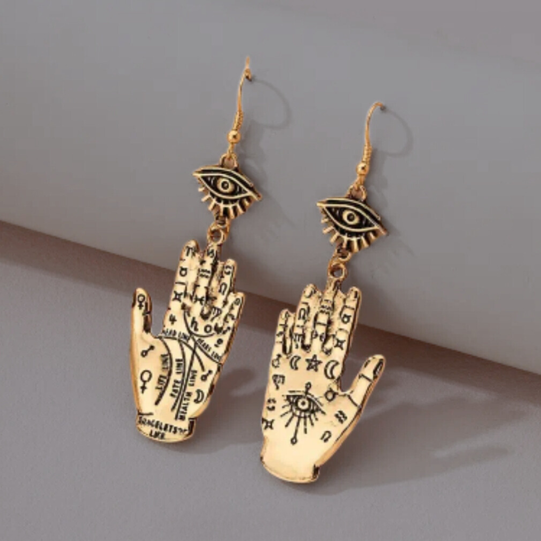 Gold Vintage Style Palmistry Earrings