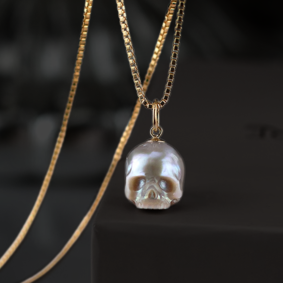 Spirit Talisman Pearl Skull Necklace