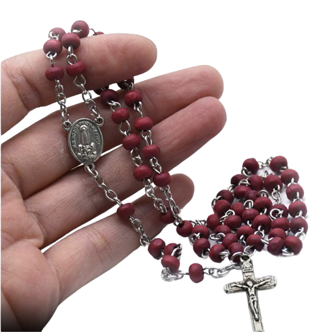 Rose Wood Bead Rosary