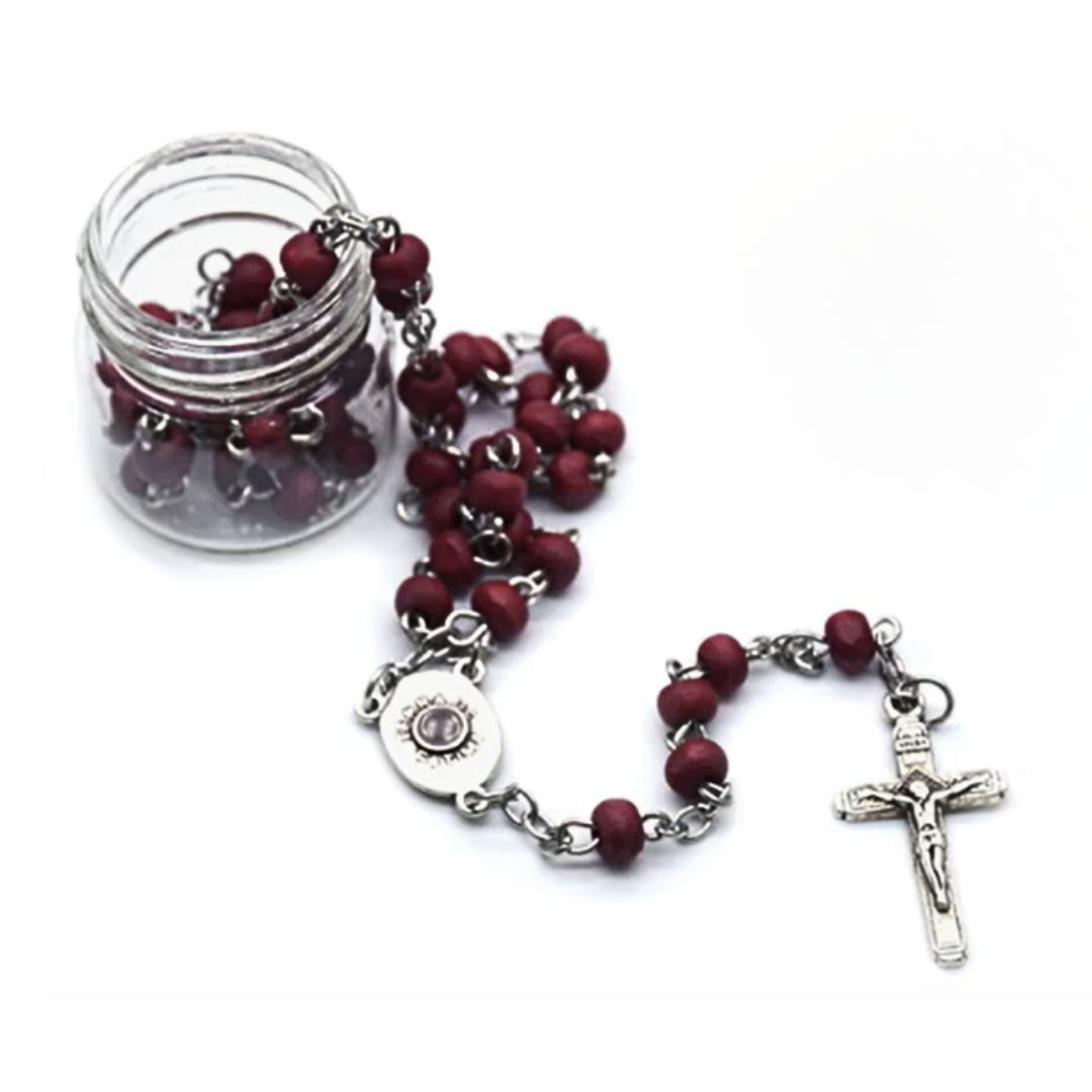 Rose Wood Bead Rosary