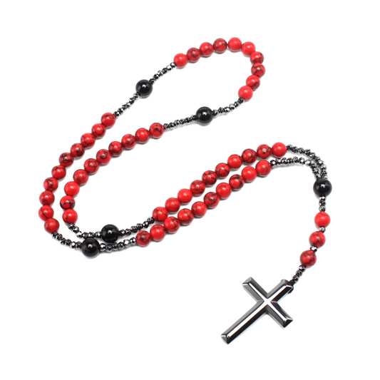 Red and Black Bead Rosary