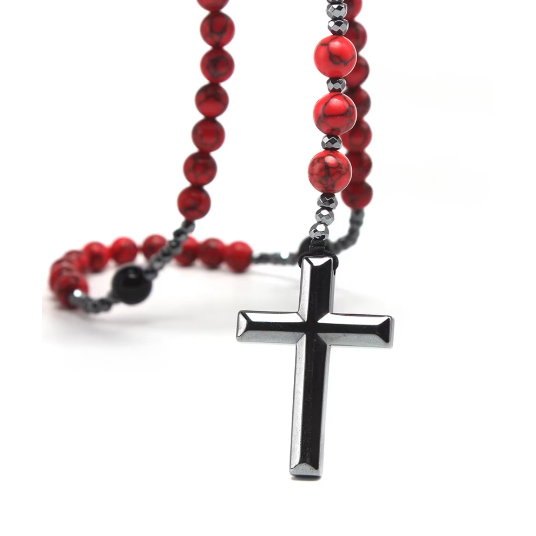 Red and Black Bead Rosary