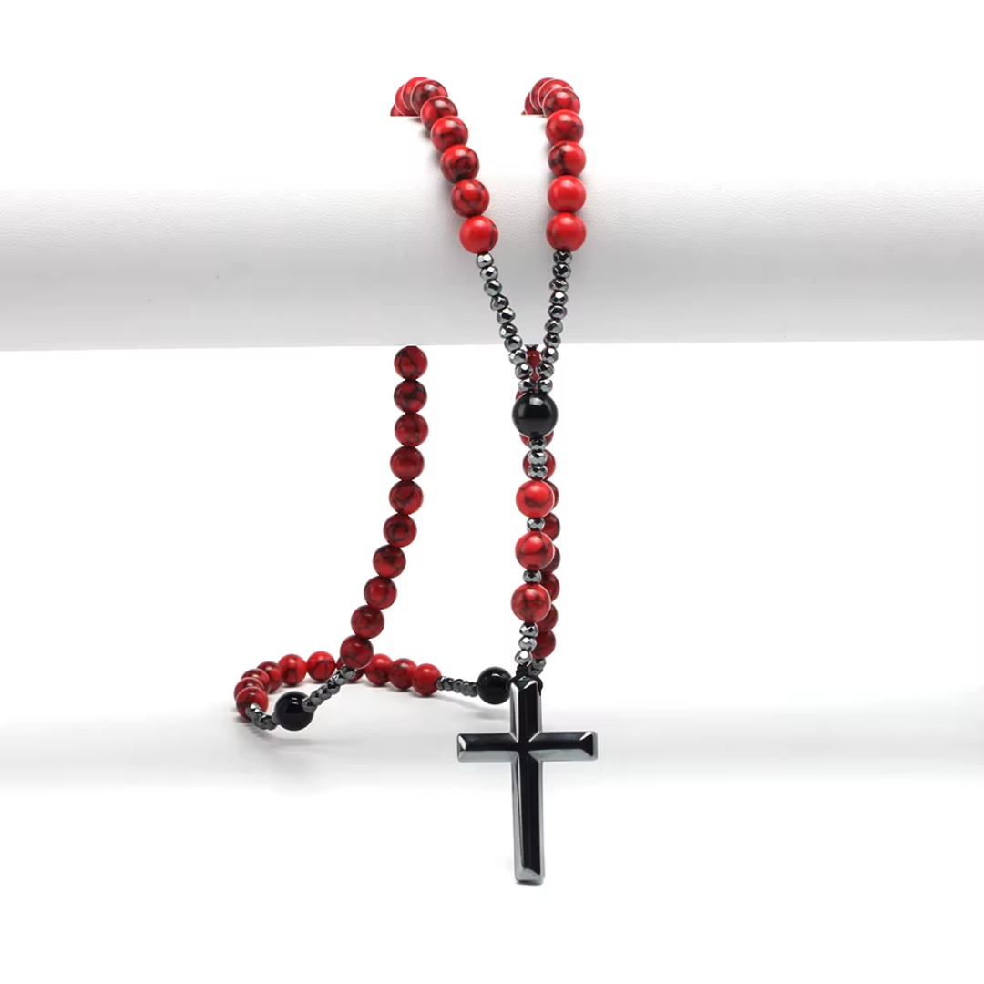 Red and Black Bead Rosary