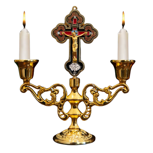 Orthodox Altar Cross, Crucifix Candelabra