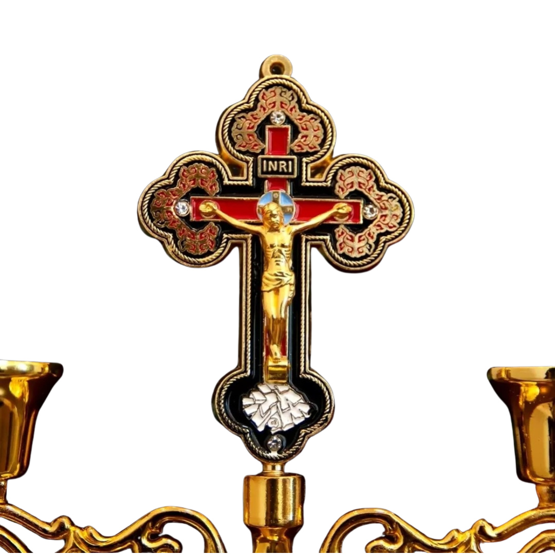 Orthodox Altar Cross, Crucifix Candelabra