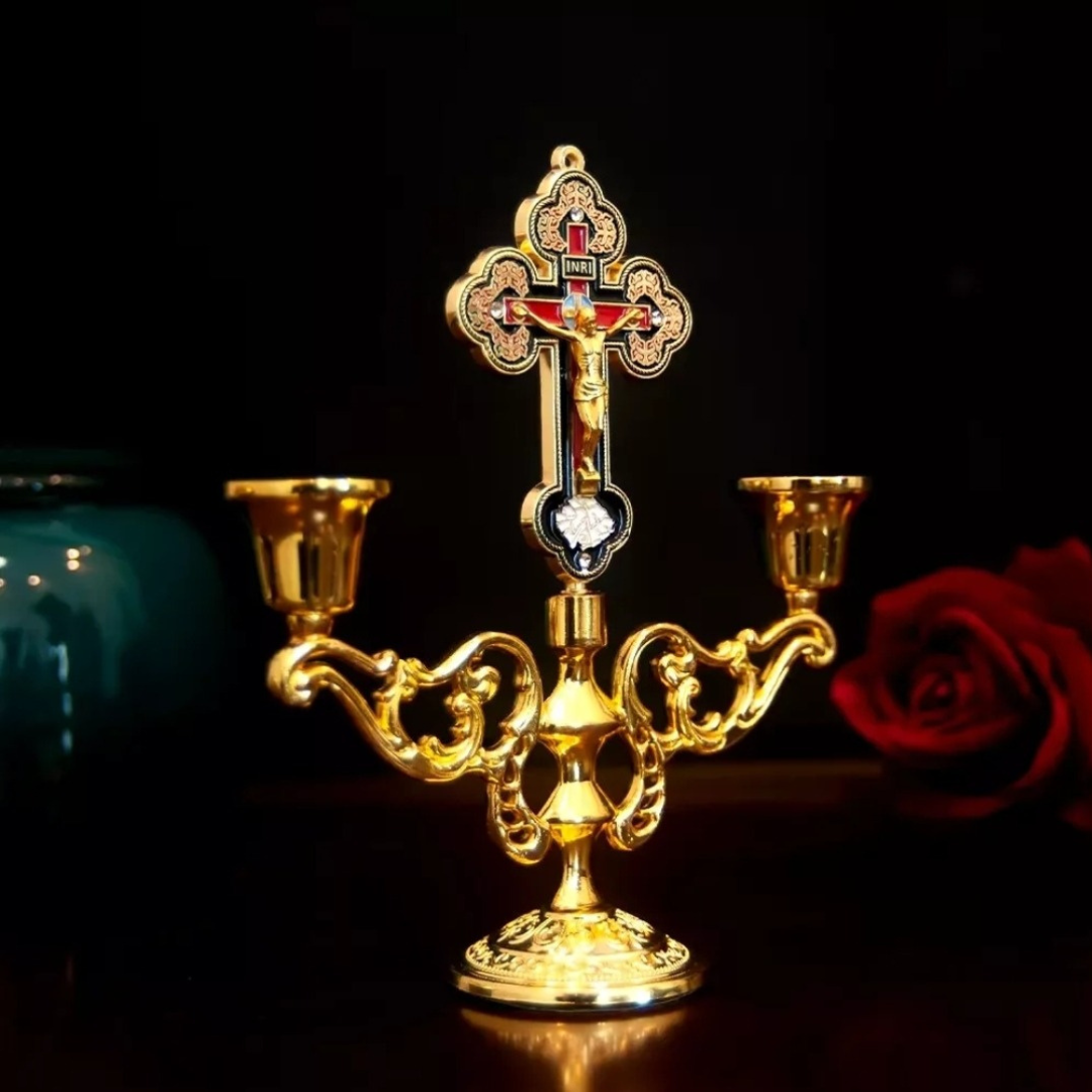 Orthodox Altar Cross, Crucifix Candelabra