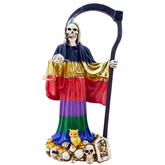 Santa Muerte Estatua (13") Holy Death Statue - Rainbow