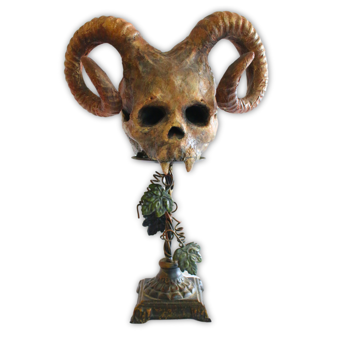 Pan, Paper Mache Skull by Ricardo Pustanio