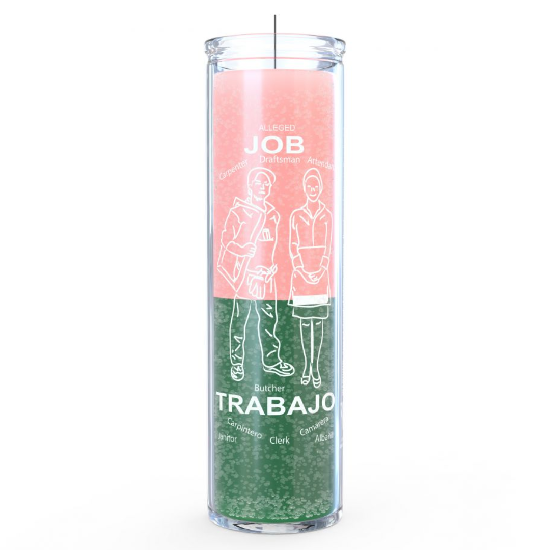 Job (Trabajo) 7 Day Candle, Pink/Green