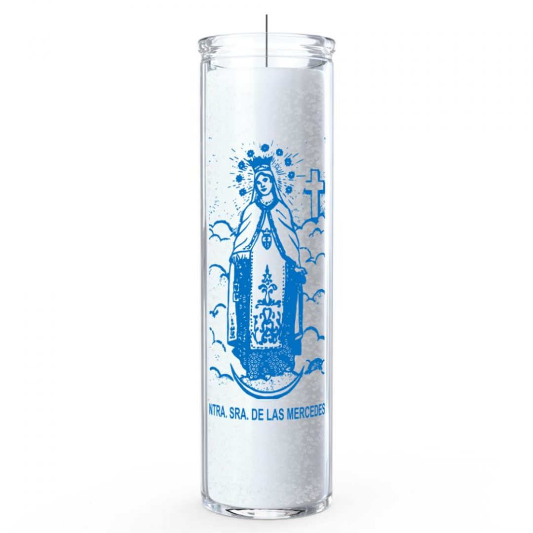 Our Lady of Mercy 7 Day Candle, White | Ntra. Sra. De Los Mercedes