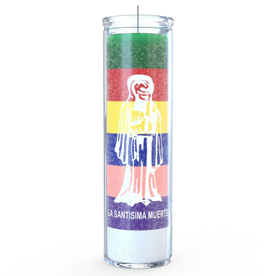 Santa Muerte (Holy Death) 7 Day Candle - 7 Color Rainbow