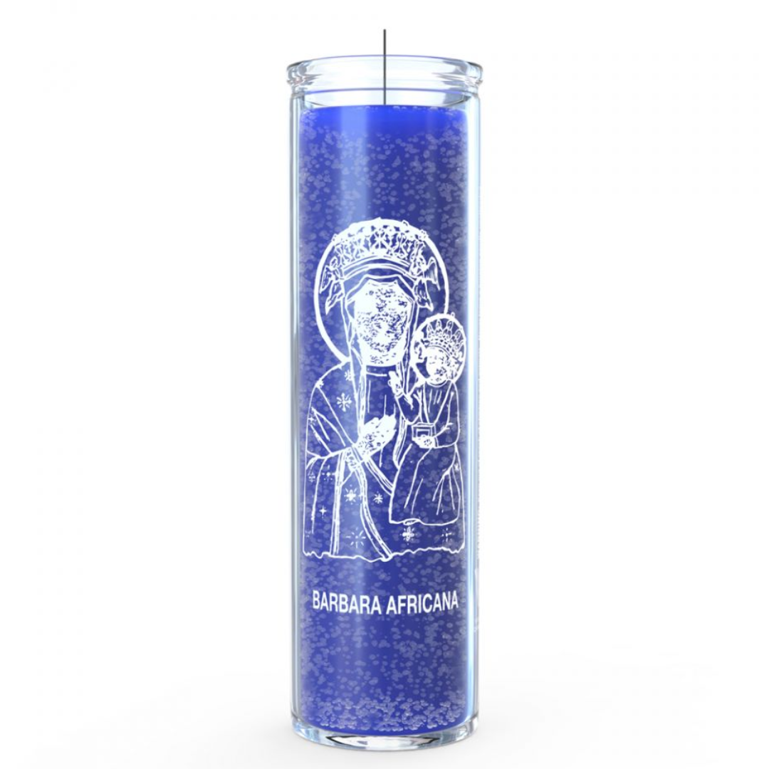 St. Barbara Africana (Erzulie Dantor) 7 Day Candle, Blue