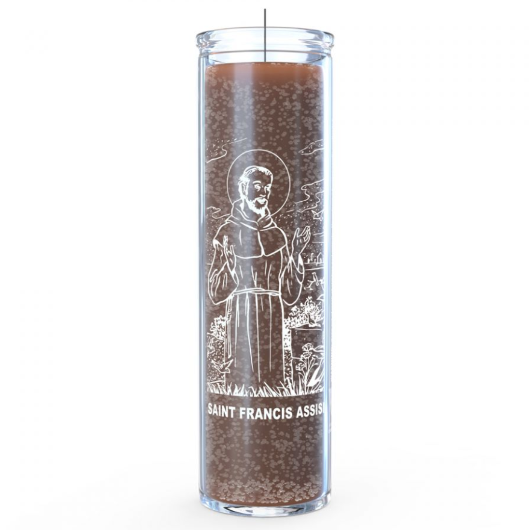 St. Francis of Assisi 7 Day Candle - Brown