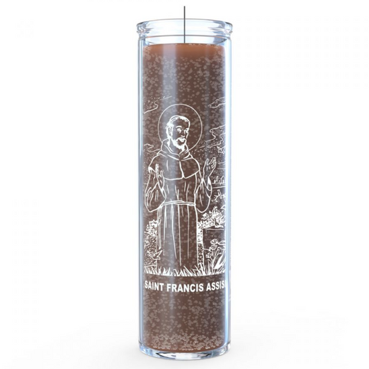 St. Francis of Assisi 7 Day Candle - Brown