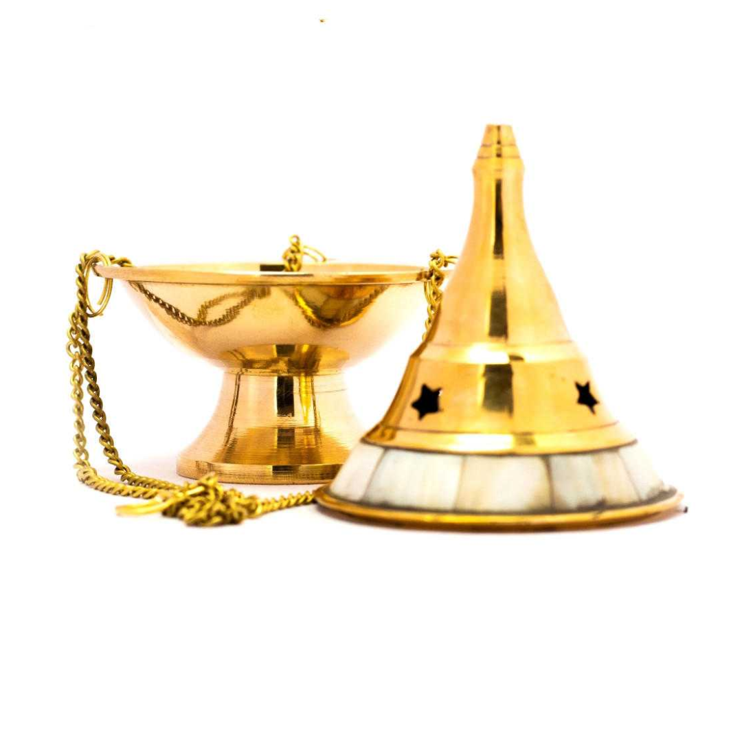 Mother of Pearl Brass Hanging Burner