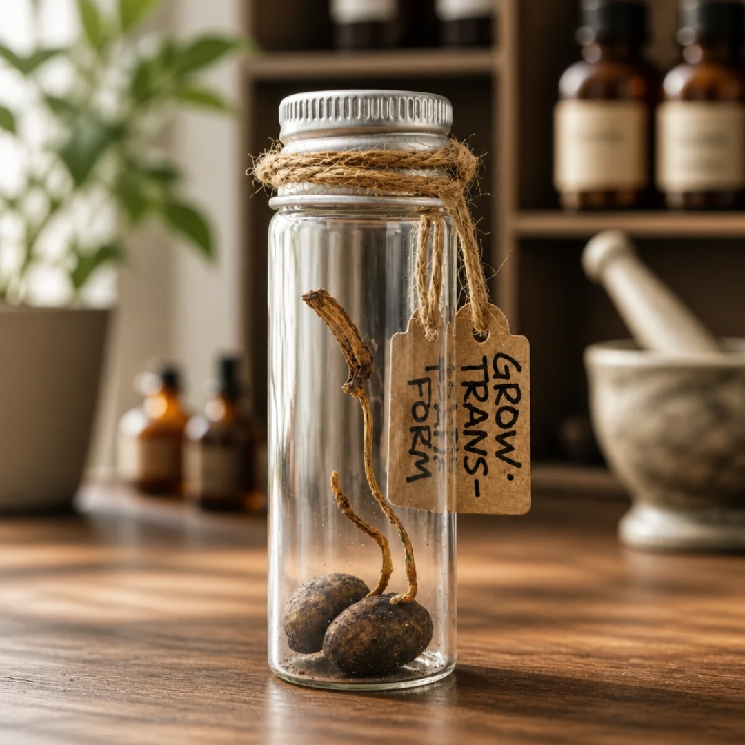 Sprouted Seeds in Glass Vial
