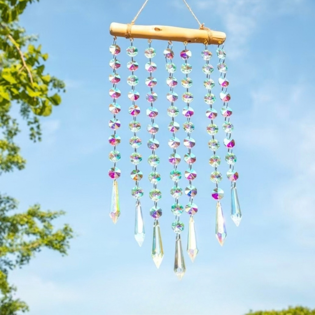 Natural Wood Crystal Prism Suncatcher
