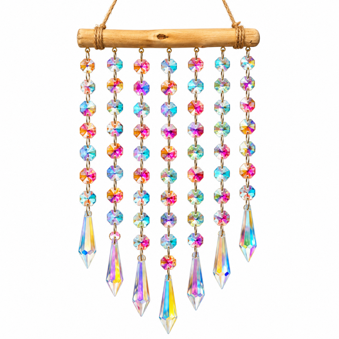 Natural Wood Crystal Prism Suncatcher