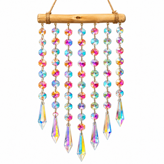 Natural Wood Crystal Prism Suncatcher