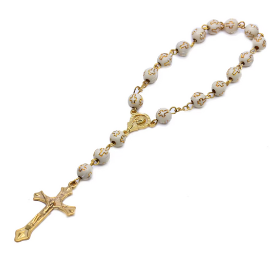 Golden Cross Rosary Bracelet