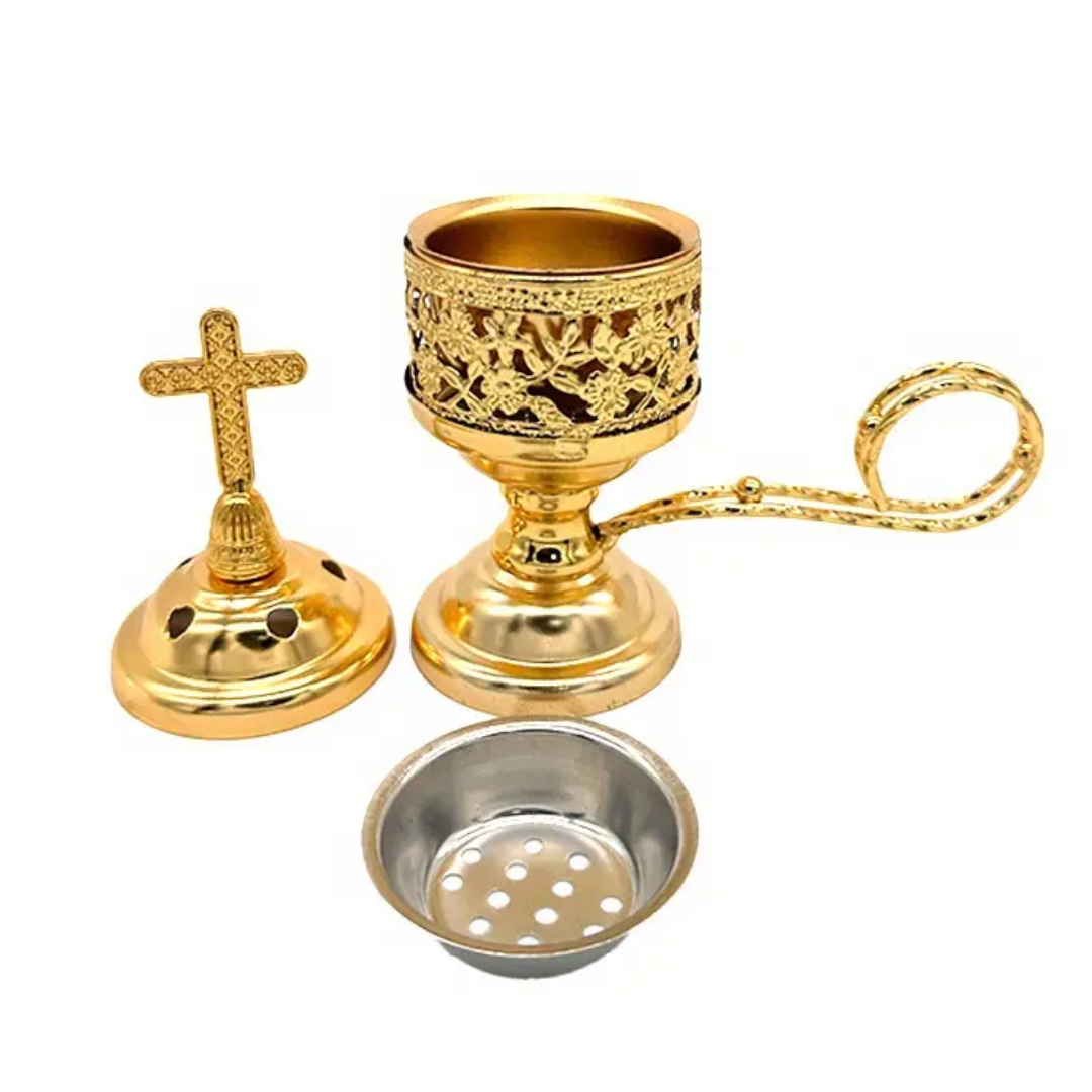 Gold Cross Incense Burner