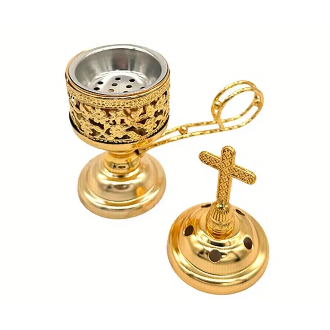 Gold Cross Incense Burner