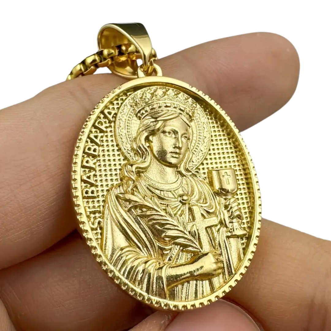 Saint Barbara (Santa Barbara) Protection Pendant - Gold