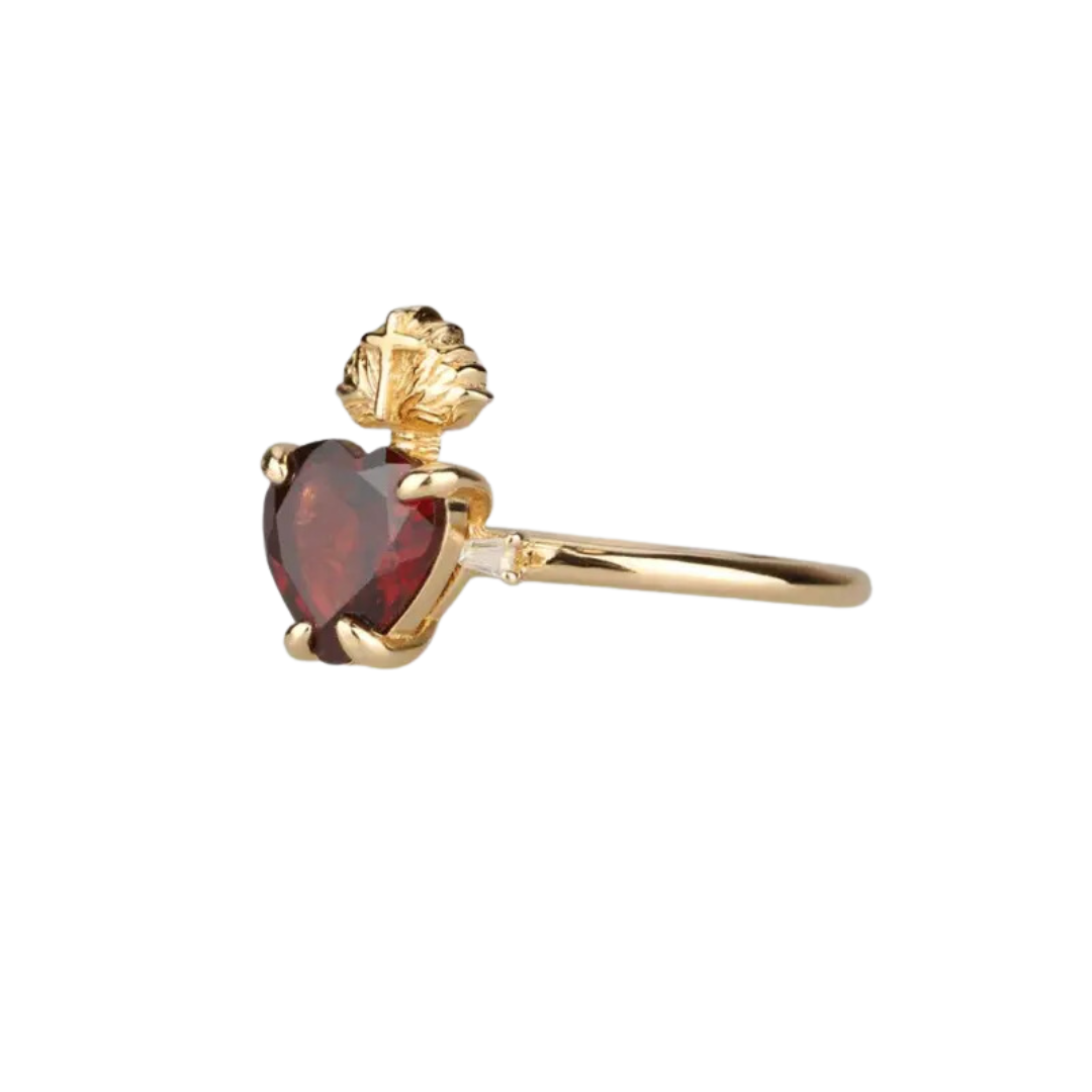 Sacred Heart of Serenity, Divine Cross Ring - Gold