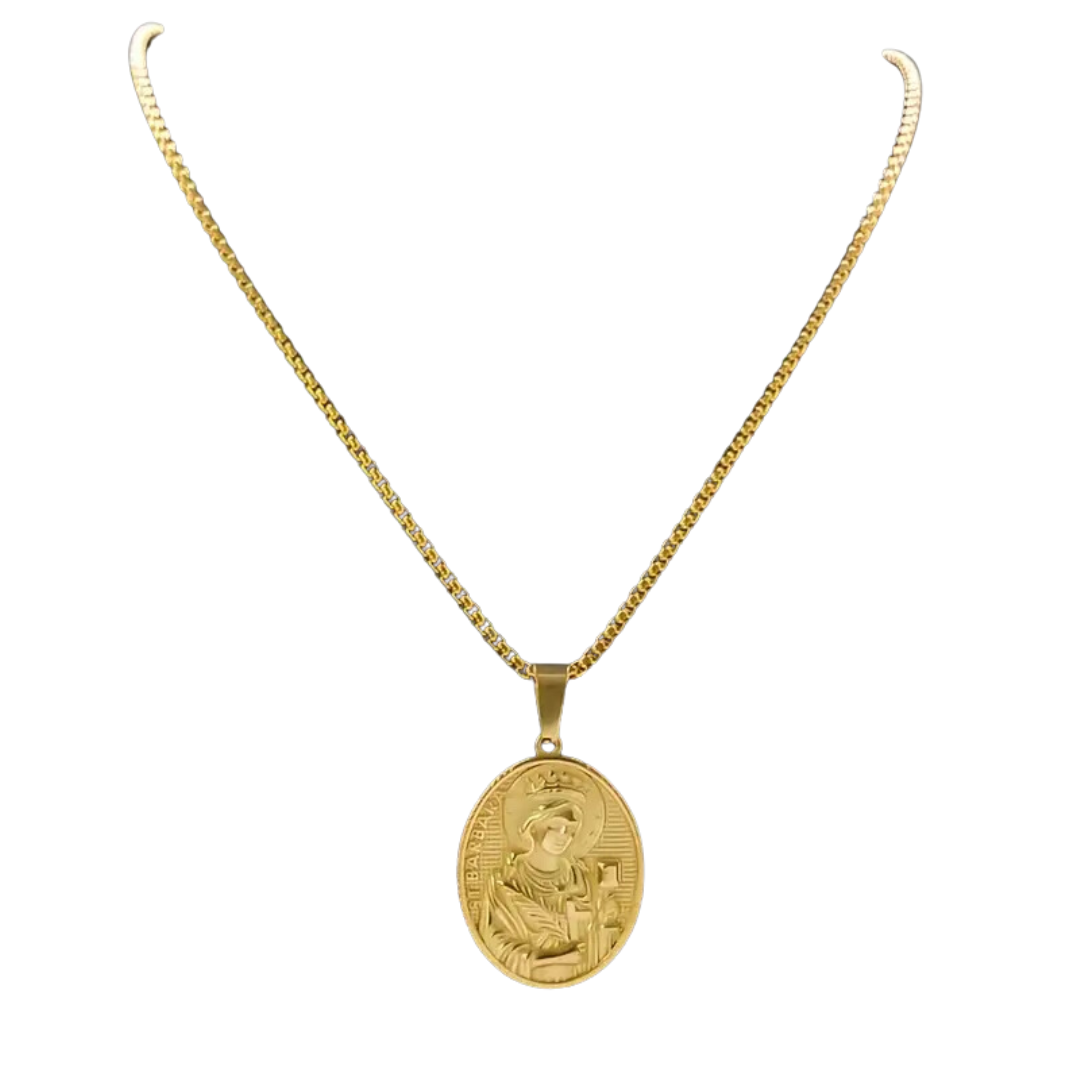 Saint Barbara (Santa Barbara) Protection Pendant - Gold
